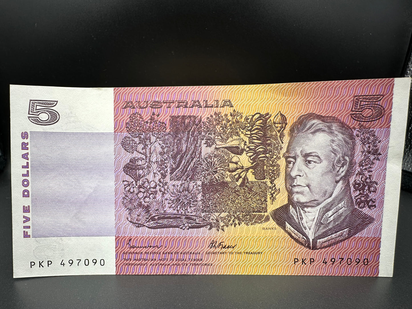 1985 $5 Australia Paper note - General Prefix - Johnston Fraser PKP497090