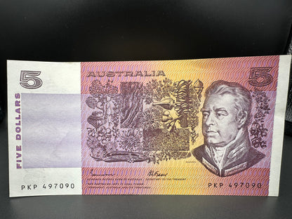 1985 $5 Australia Paper note - General Prefix - Johnston Fraser PKP497090