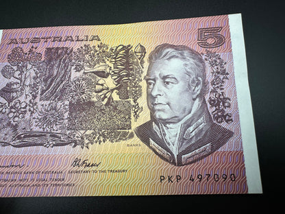 1985 $5 Australia Paper note - General Prefix - Johnston Fraser PKP497090