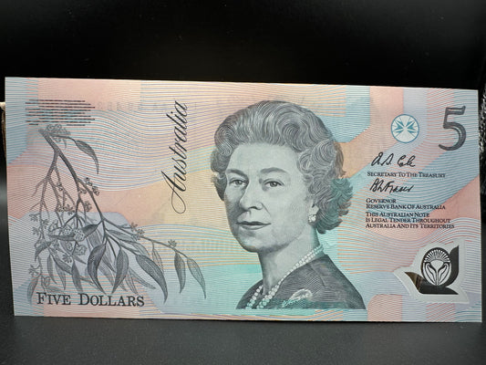 1992 $5 Australia Polymer Bank note -  First Polymer Prefix - Fraser Cole AA59463417