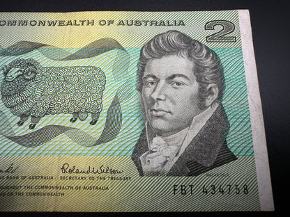 1966 $2 Australia Paper note - General Prefix - Coombs Wilson FBT434758