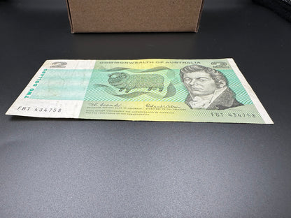 1966 $2 Australia Paper note - General Prefix - Coombs Wilson FBT434758