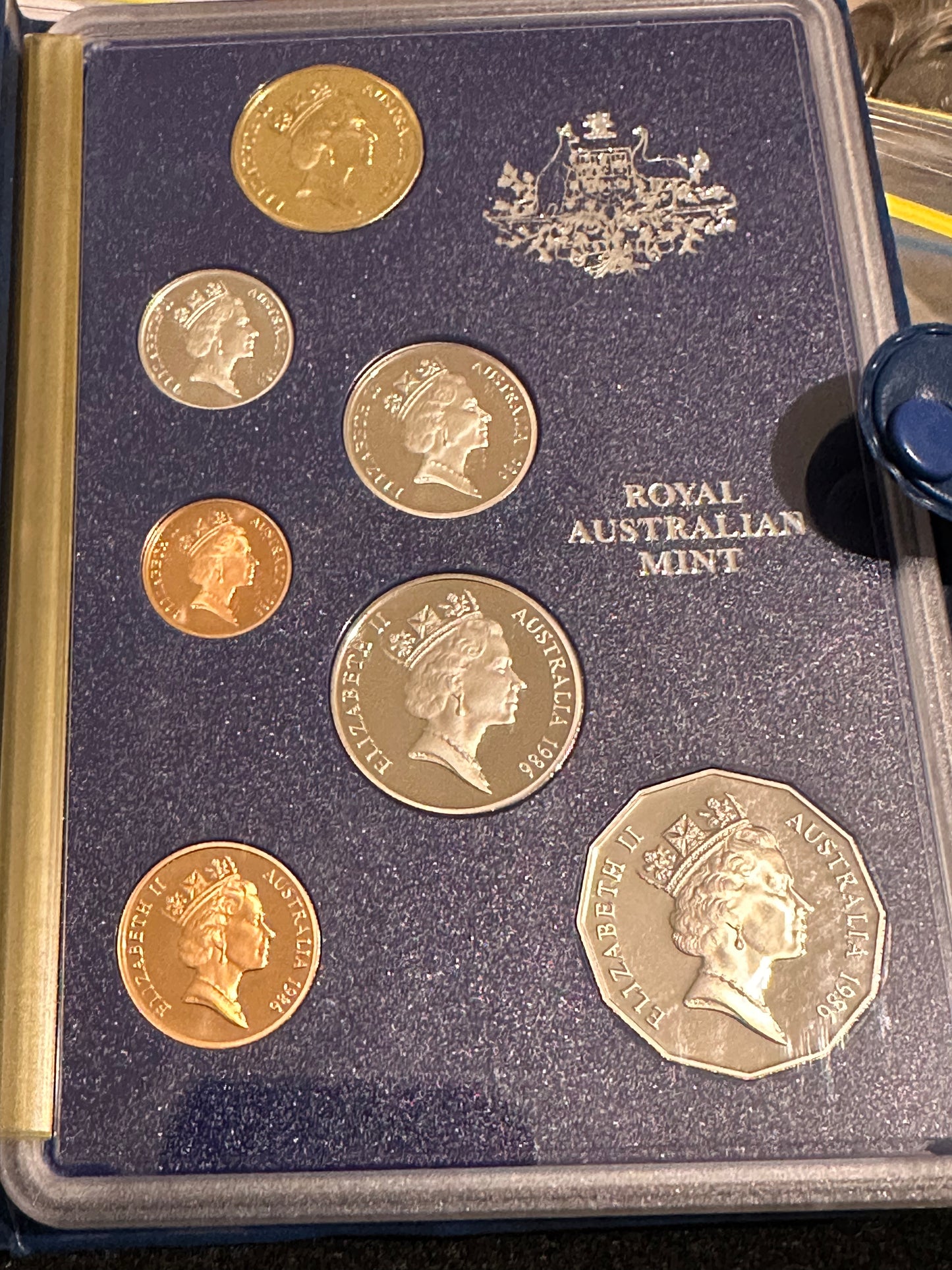 1986 Royal Australian Mint Year of Peace 7 coin Proof Set - NO OUTER BOX