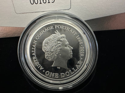 2019 $1 Fine Silver Proof Coin - 6th Portrait Double Header - Clark and Rank-Broadley Effigies