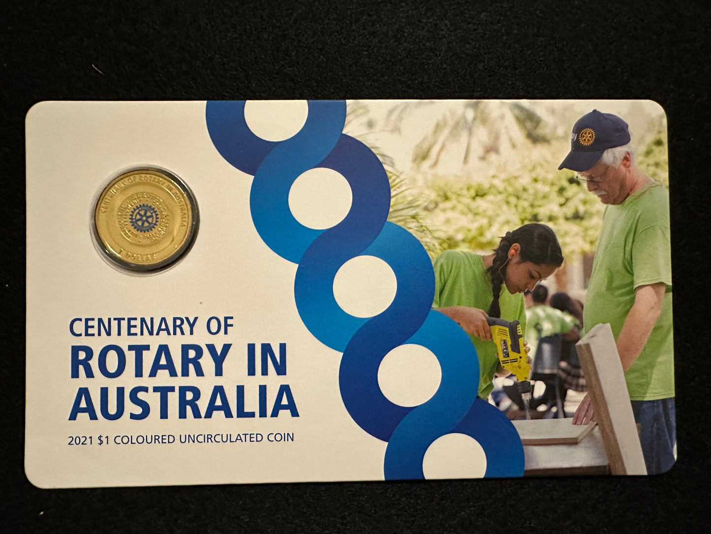 2021 $1 Centenary Of Rotary Australia coin on card Uncirculated