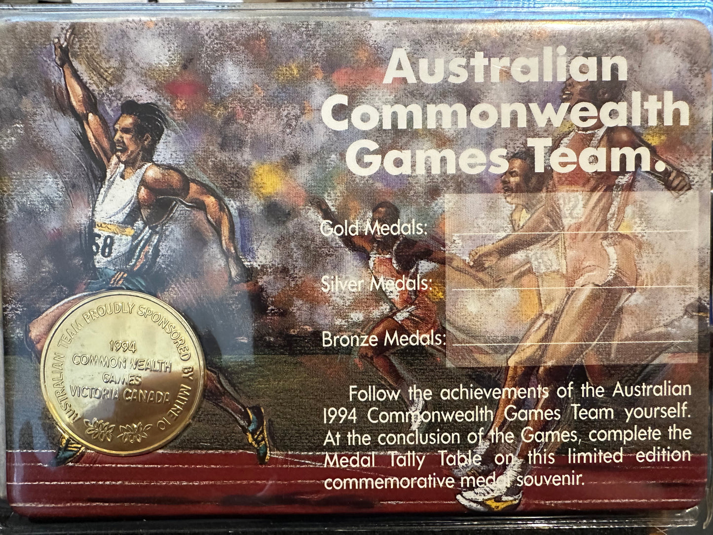 1994 Australia Mitre Ten Commonwealth Games limited edition carded Gold Medallion