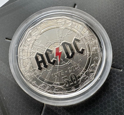 2023 50 cent 50th Anniversary of AC/DC CuNi Coloured Uncirculated Coin