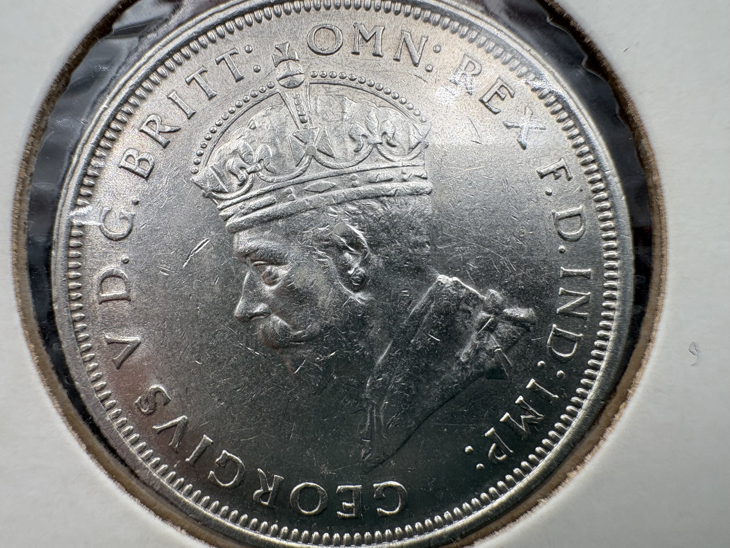 1927 Canberra King George V Florin Coin - 92.5% Silver - 1.5 Steps