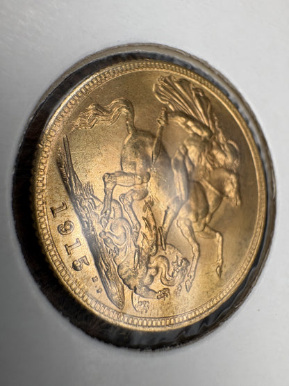 1915 Australian Full Gold Sovereign Melbourne Mintmark