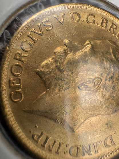 1915 Australian Full Gold Sovereign Melbourne Mintmark