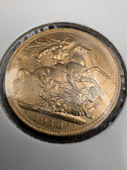 1918 Australian Full Gold Sovereign Perth Mintmark