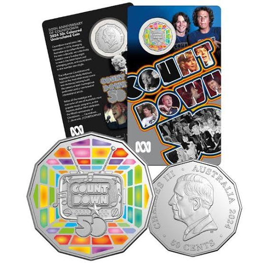 2024 Countdown 50 Cent Coloured Carded Coin