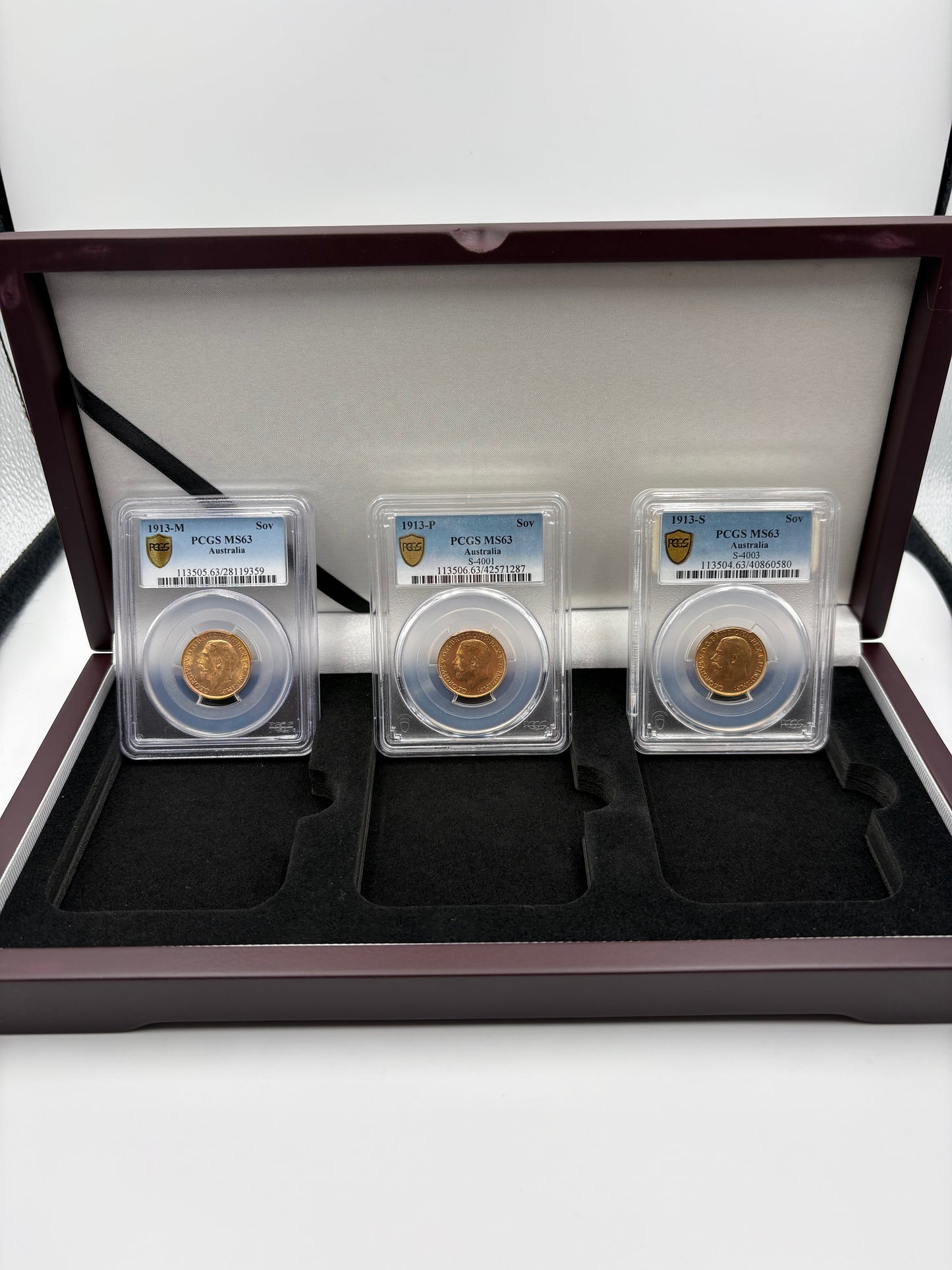 1913 Australian Gold Sovereign Trio – Perth, Melbourne and Sydney Mintmarks