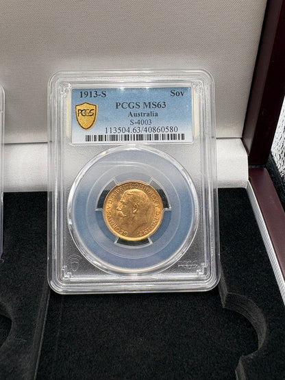 1913 Australian Gold Sovereign Trio – Perth, Melbourne and Sydney Mintmarks