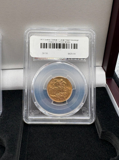 1913 Australian Gold Sovereign Trio – Perth, Melbourne and Sydney Mintmarks