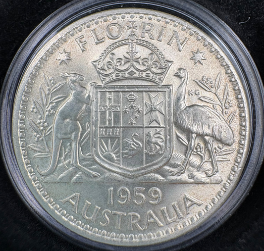 1959 Australian Florin - 50% Silver Pre-Decimal Coin