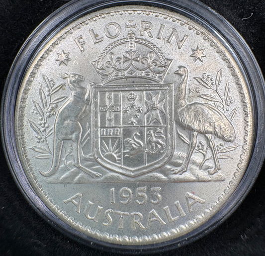 1953 Australian Florin - 50% Silver Pre-Decimal Coin