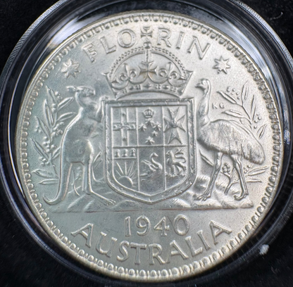 1940 Australian Florin - 92.5% Silver Pre-Decimal Coin