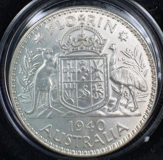 1940 Australian Florin - 92.5% Silver Pre-Decimal Coin