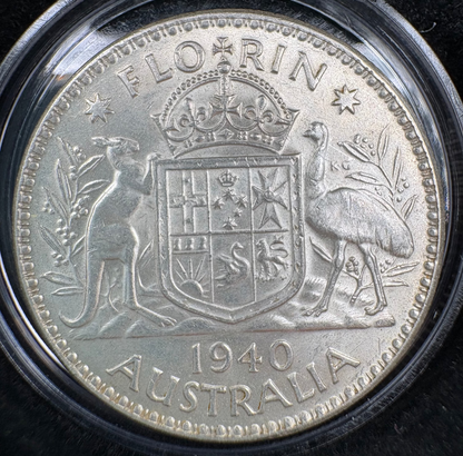 1940 Australian Florin - 92.5% Silver Pre-Decimal Coin
