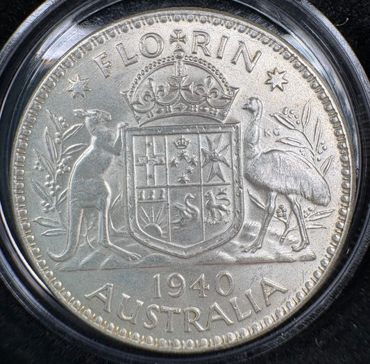 1940 Australian Florin - 92.5% Silver Pre-Decimal Coin