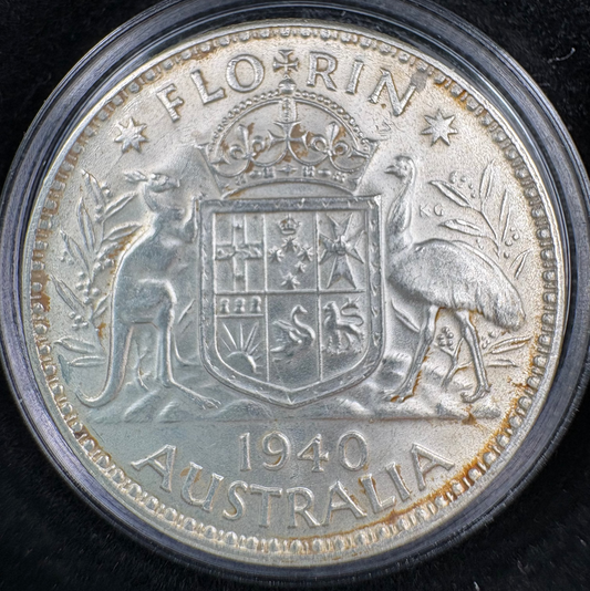 1940 Australian Florin - 92.5% Silver Pre-Decimal Coin