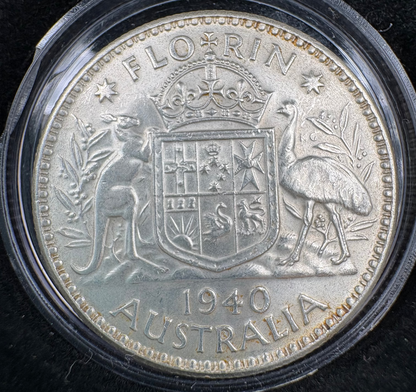 1940 Australian Florin - 92.5% Silver Pre-Decimal Coin