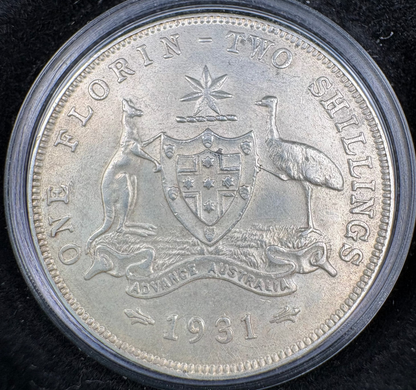 1931 Australian Florin - Sterling Silver Pre-Decimal Coin