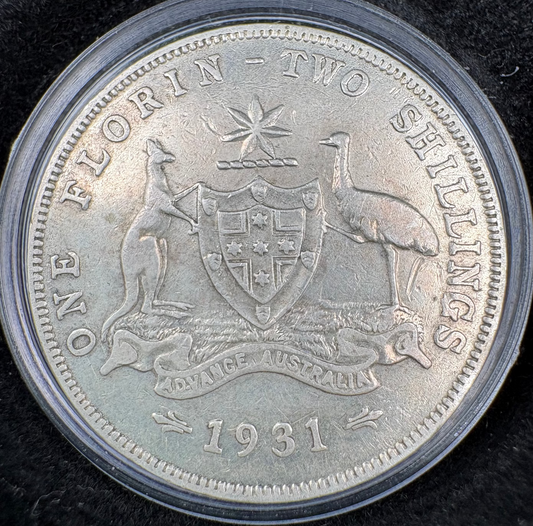 1931 Australian Florin - Sterling Silver Pre-Decimal Coin
