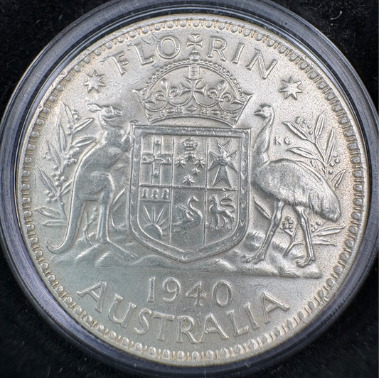 1940 Australian Florin - 92.5% Silver Pre-Decimal Coin