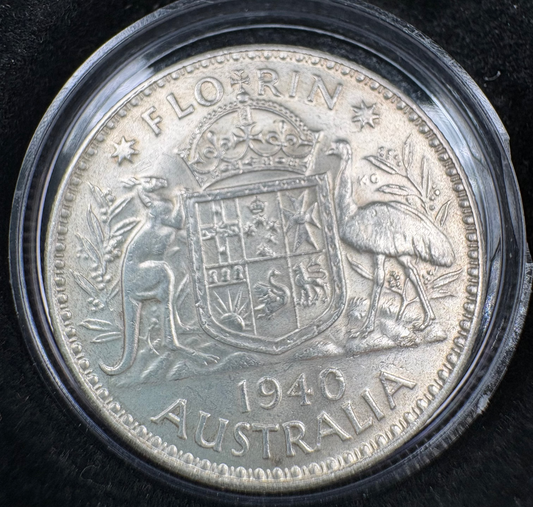 1940 Australian Florin - 92.5% Silver Pre-Decimal Coin