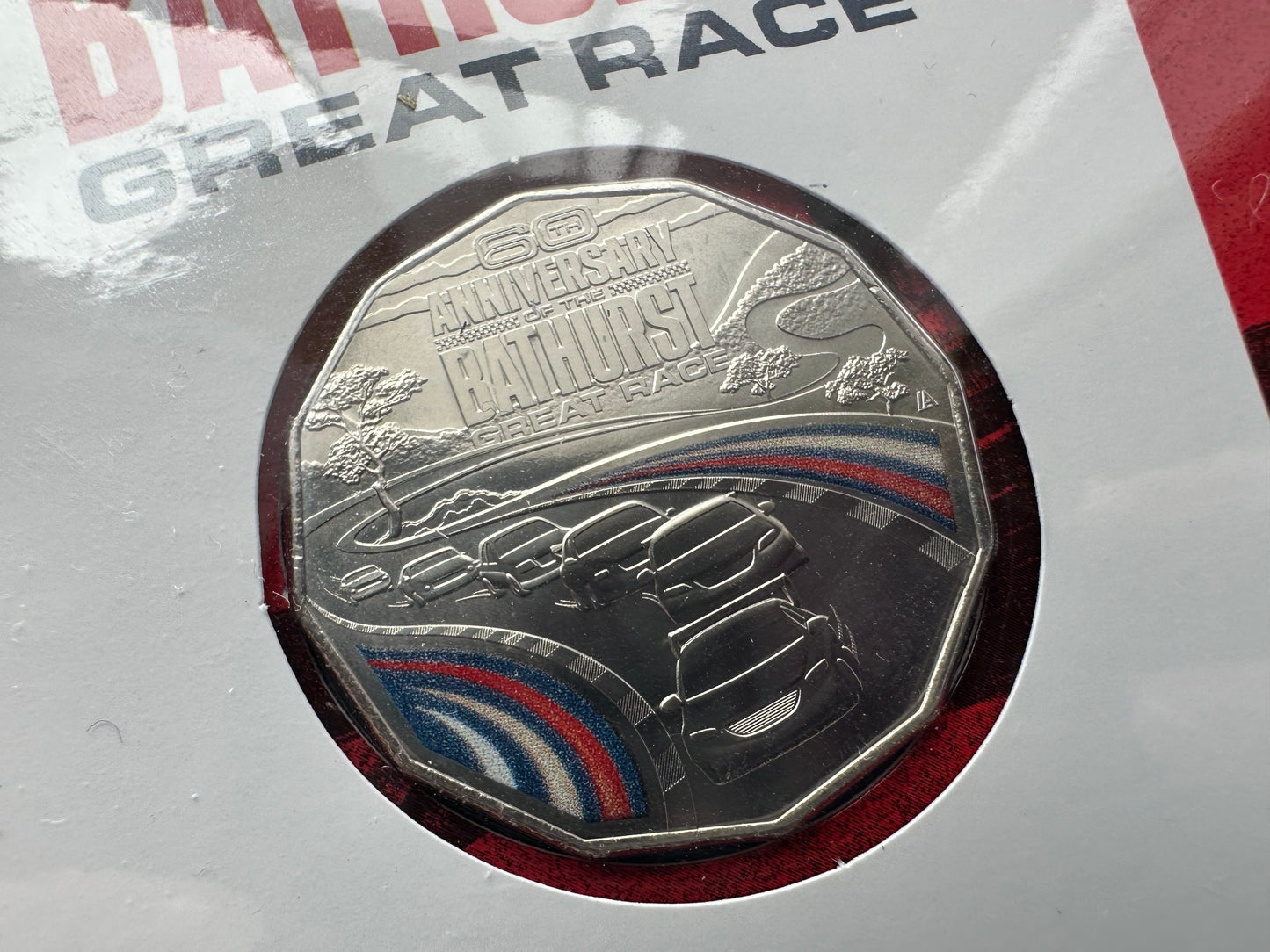 2023 60th Anniversary Bathurst Great Race PNC with Coloured 50 cent coin