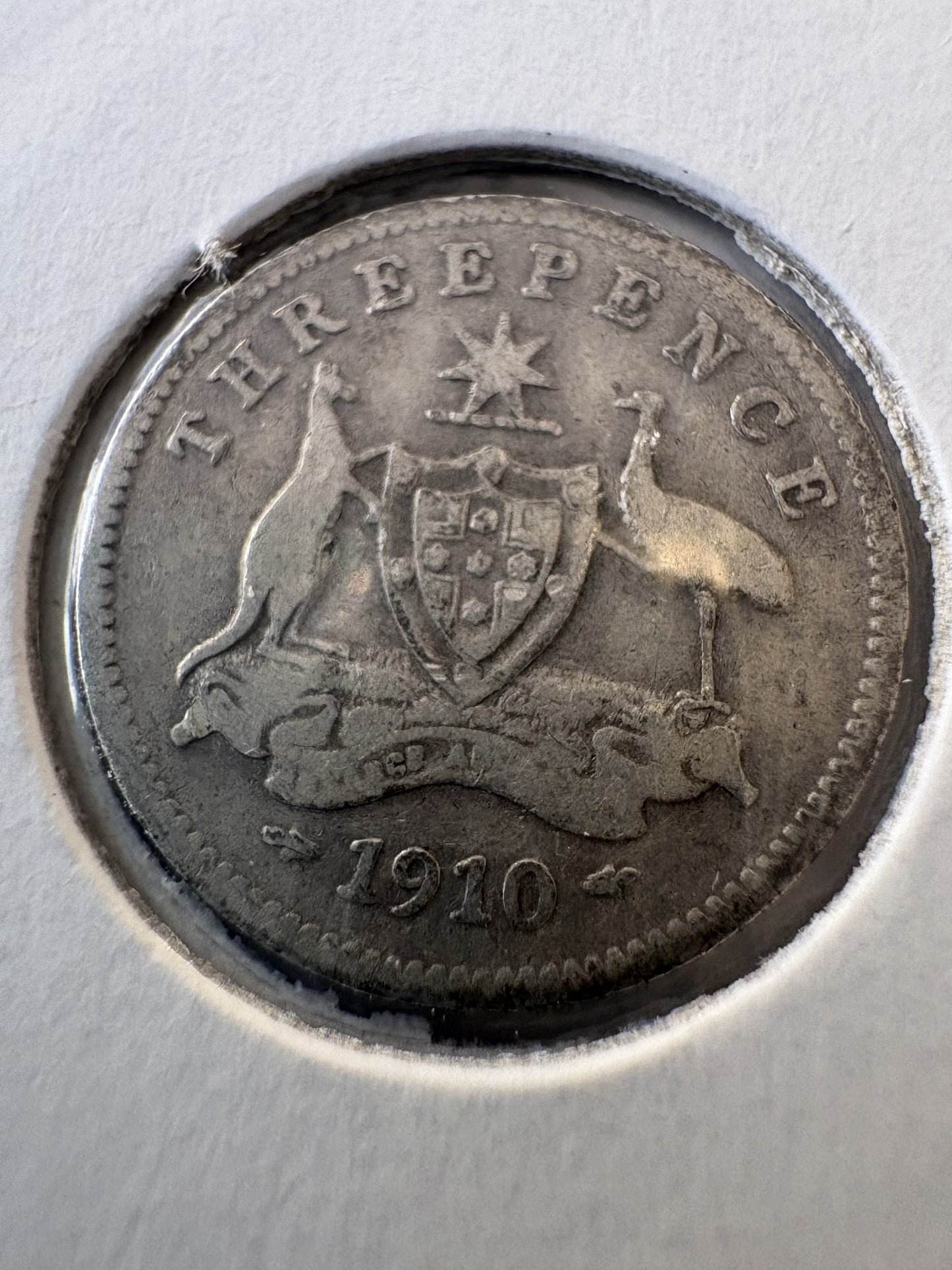 1910 Australia King George V Threepence Silver Coin KM# 18
