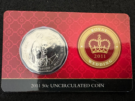 2011 Royal Wedding 50 cents Carded Uncirculated Coin