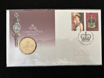 2003 Golden Jubilee Coronation Gold Plated 50 cent PNC