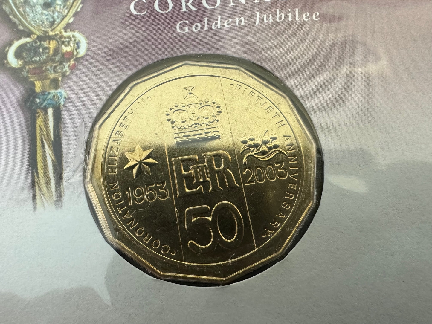 2003 Golden Jubilee Coronation Gold Plated 50 cent PNC