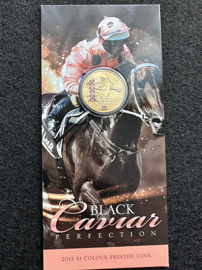 2013 $1 Black Caviar Colour Printed Coin on card