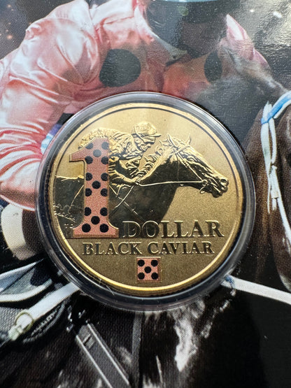 2013 $1 Black Caviar Colour Printed Coin on card