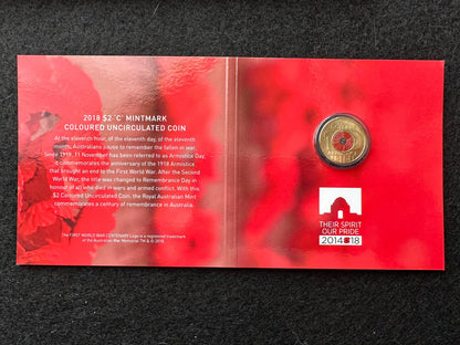 2018 ‘C’ Mintmark Armistice Remembrance Red Poppy Uncirculated Coin in Folder