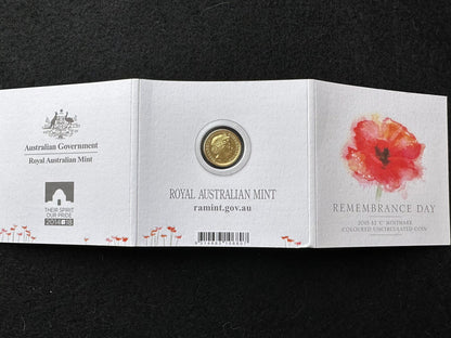 2015 ‘C’ Mintmark Remembrance Orange Flanders Field Uncirculated Coin in Folder