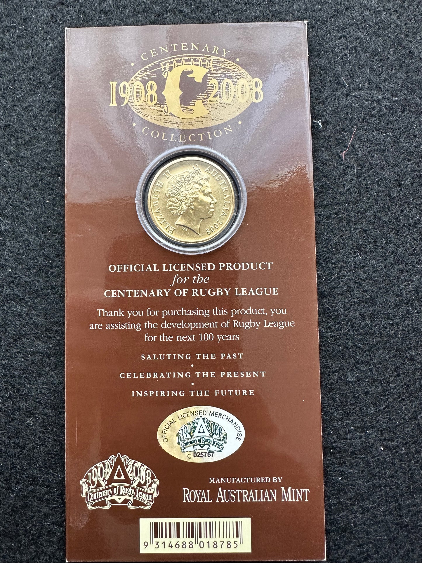 2008 One Dollar $1 Centenary of Rugby League Uncirculated Australian Decimal Coin