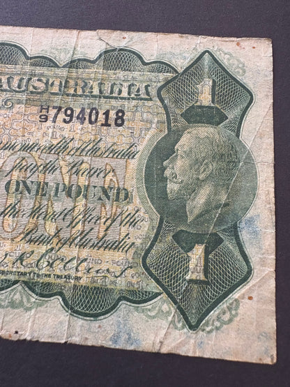 1923 Australian One Pound note - Miller Collins H9 794018