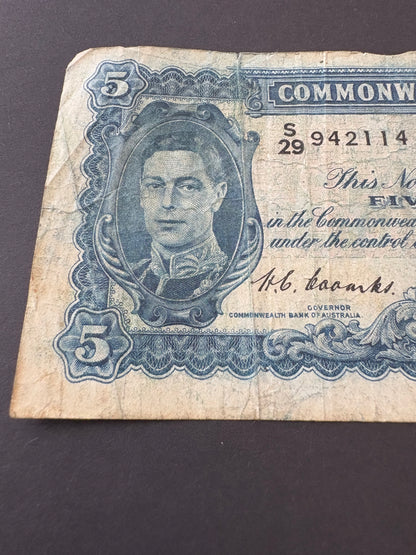 1952 Australian Five Pound Banknote - Coombs Wilson S29 942114