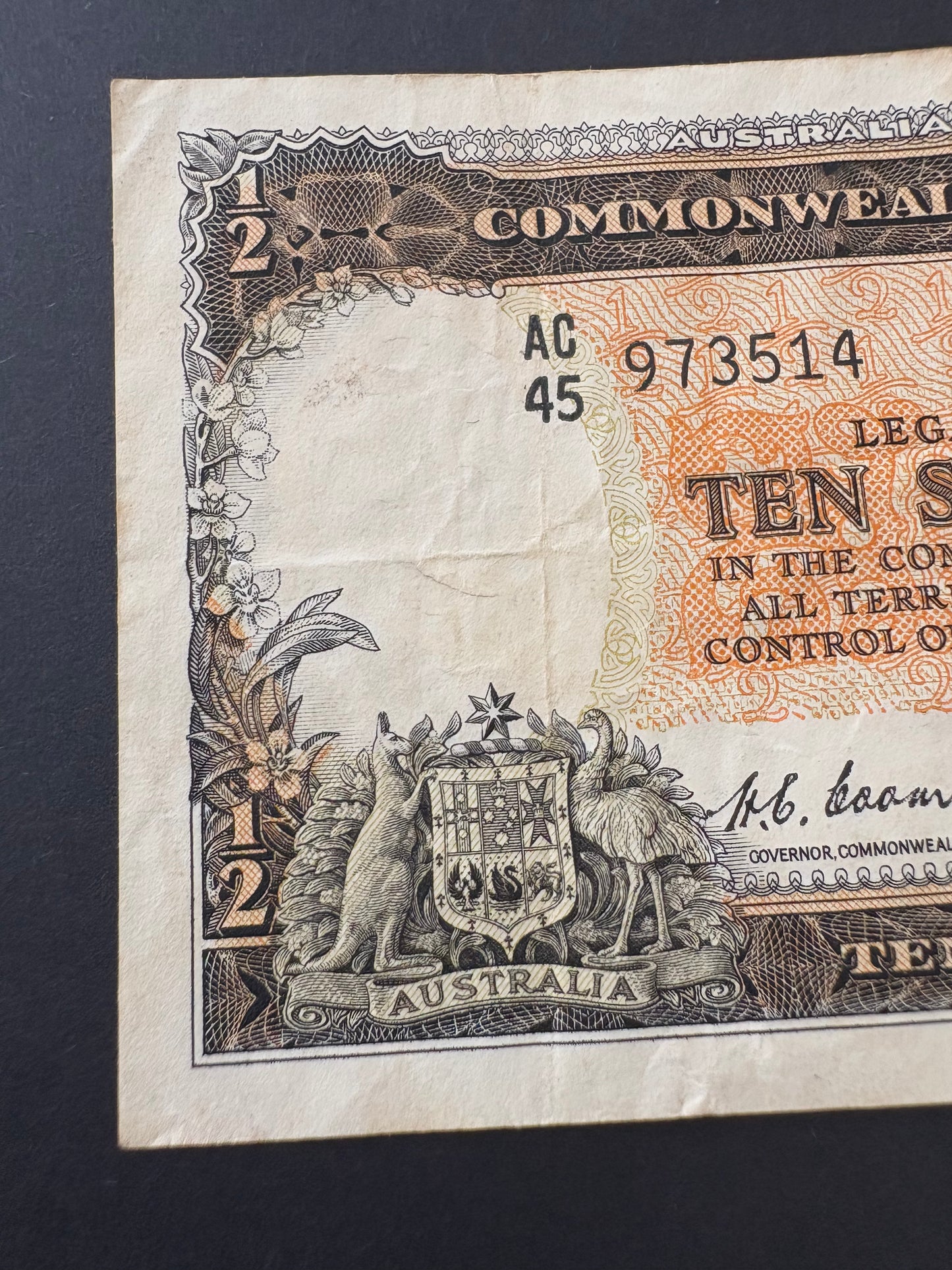 1954 Australian Ten Shillings Note - Coombs / Wilson - AC45 973514