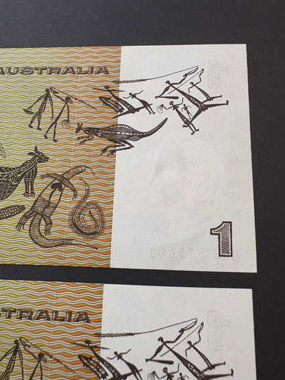 1982 $1 Australia Paper Banknote - Johnston Stone - Consecutive Run x5 notes