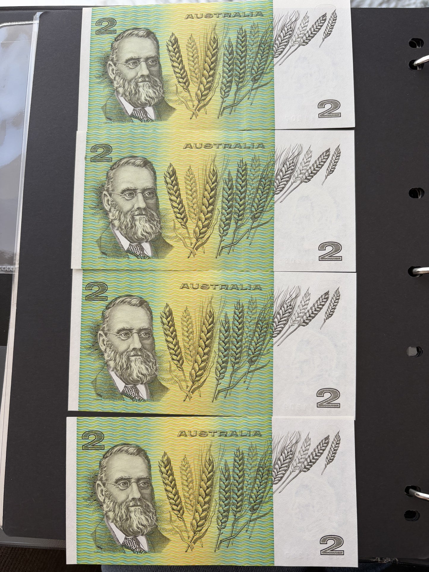 1985 $2 Australia Paper Banknote - Johnston Fraser 4x Consecutive