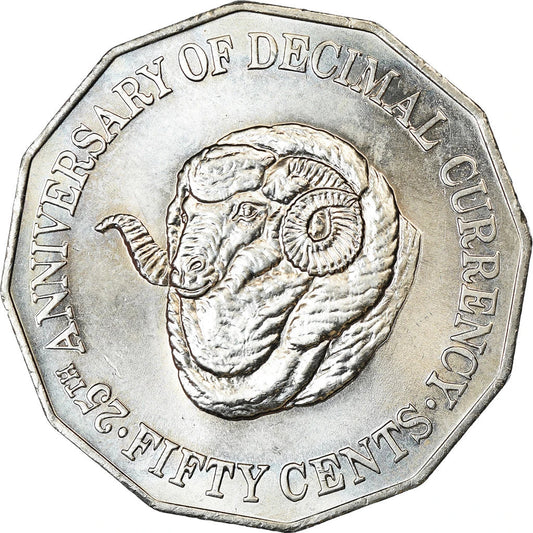 1991 Circulated 50 cent - RAMs Head 25th Anniversary Decimal Currency