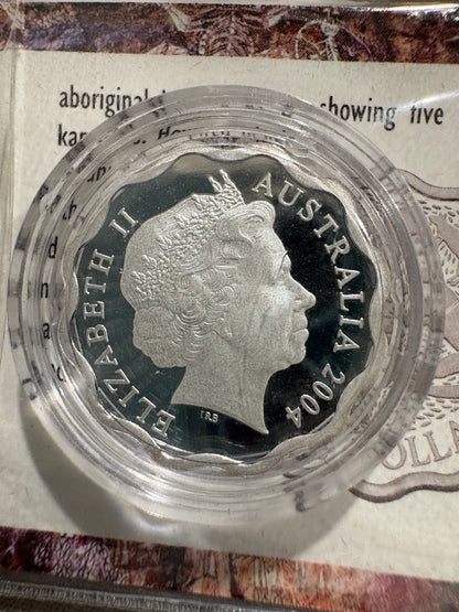2004 $1 Kangaroos Scalloped Silver Proof Coin in Capsule