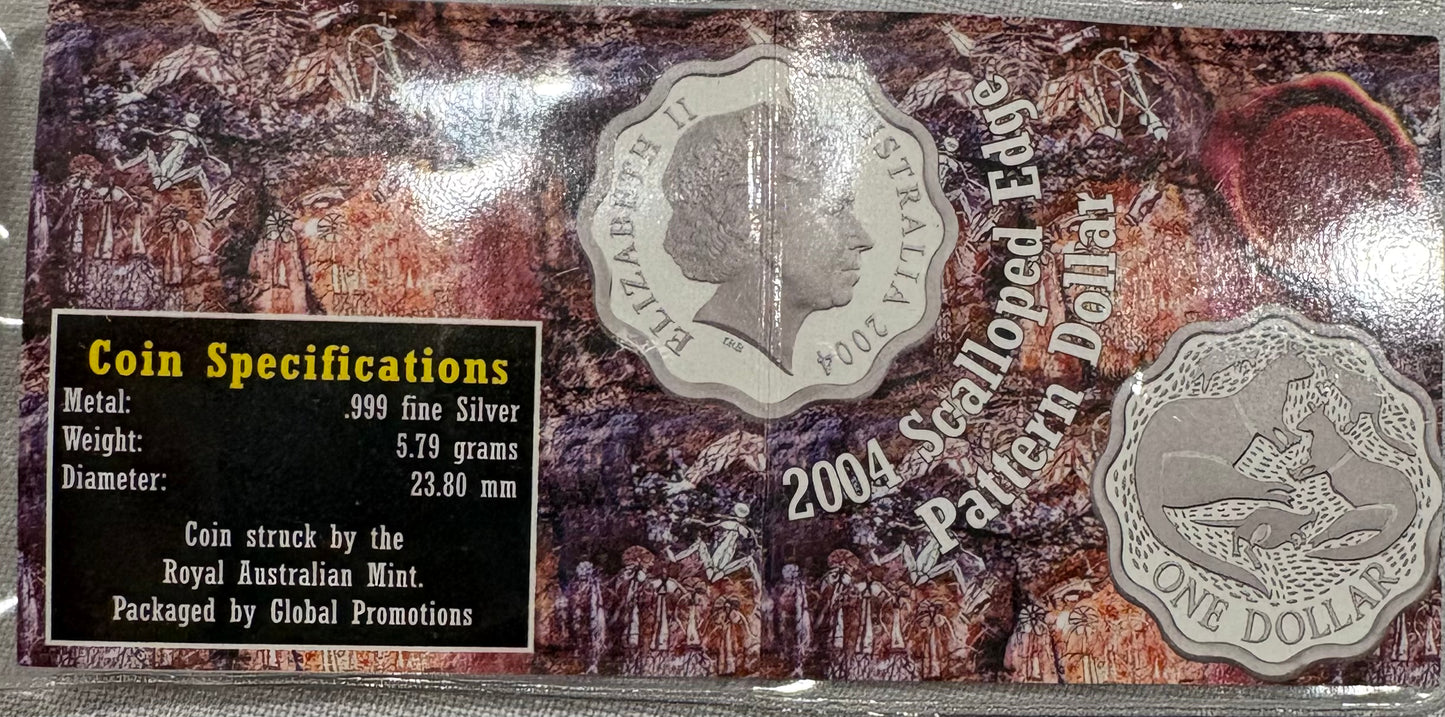 2004 $1 Kangaroos Scalloped Silver Proof Coin in Capsule