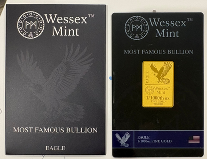Wessex Mint Eagle 1/1000oz .999 Fine Gold Bar